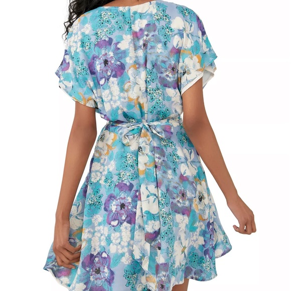 NWT Free People Freddy Floral Front Tie Mini Dress in Night Combo - Picture 3 of 10